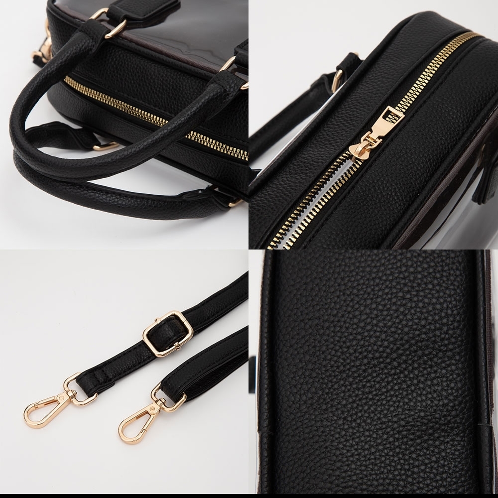 White Handle Structured Transparent Clear Handbag… - image 3